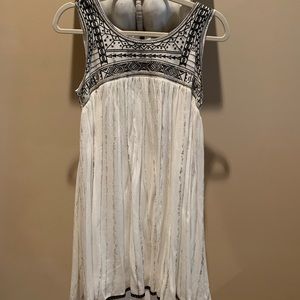 Small White Dress with Black Embroidery Detail